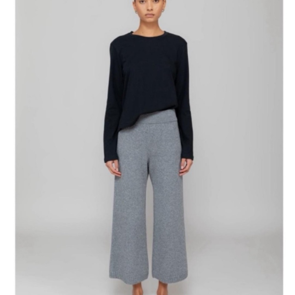 LESET Charcoal Wide-Leg Knit Pants